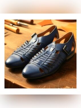 NWOT Coldwater Creek Blue Leather Flats Size 7